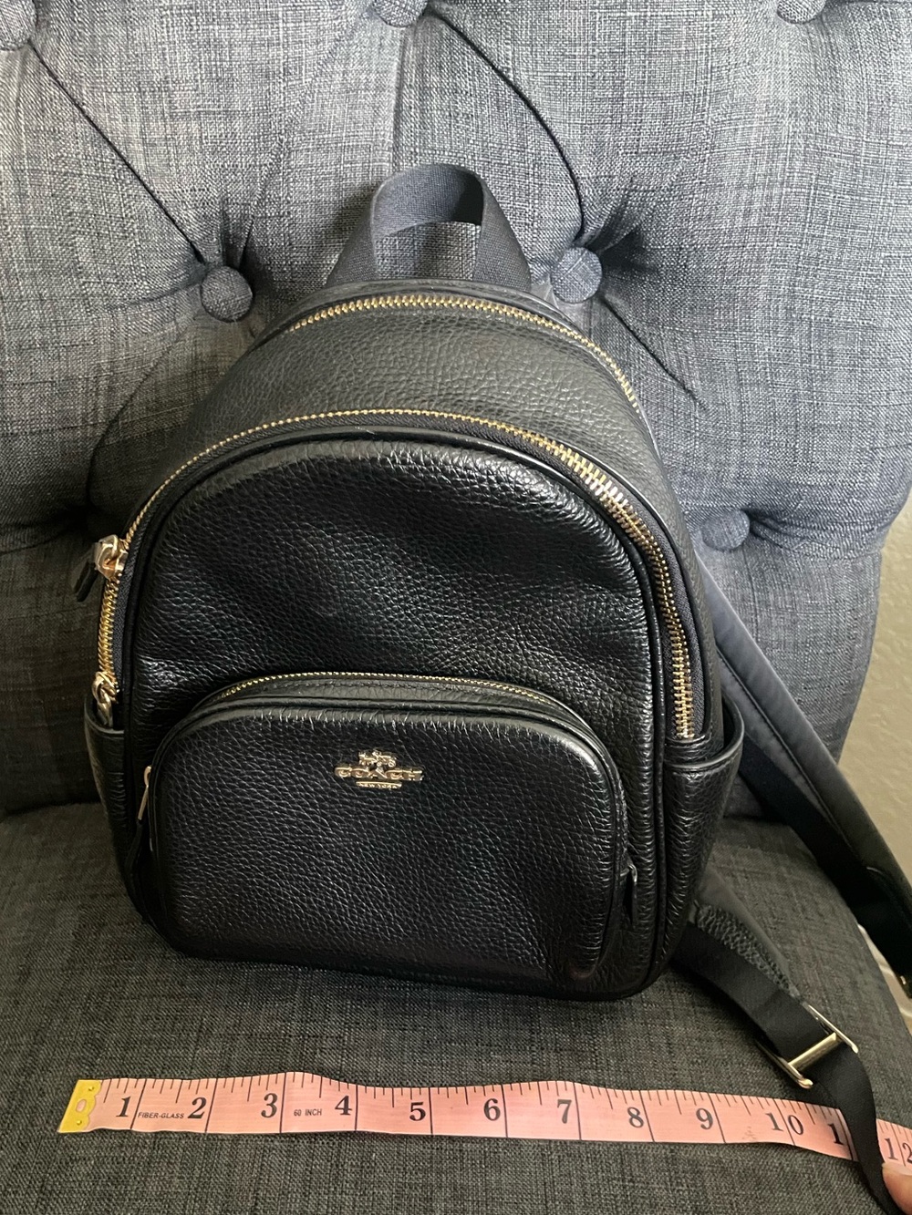 Coach mini Black Pebbled Backpack with Gold Details - Picture 3 of 8